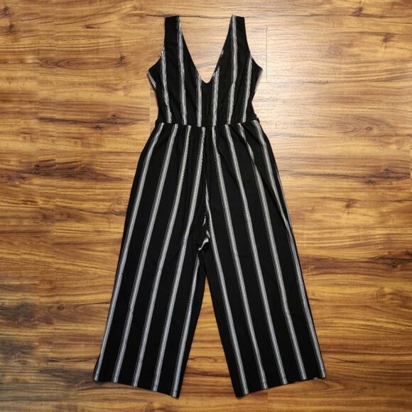 Candie's Black & White Striped Twist Jumpsuit Size Small - Picture 2 of 5